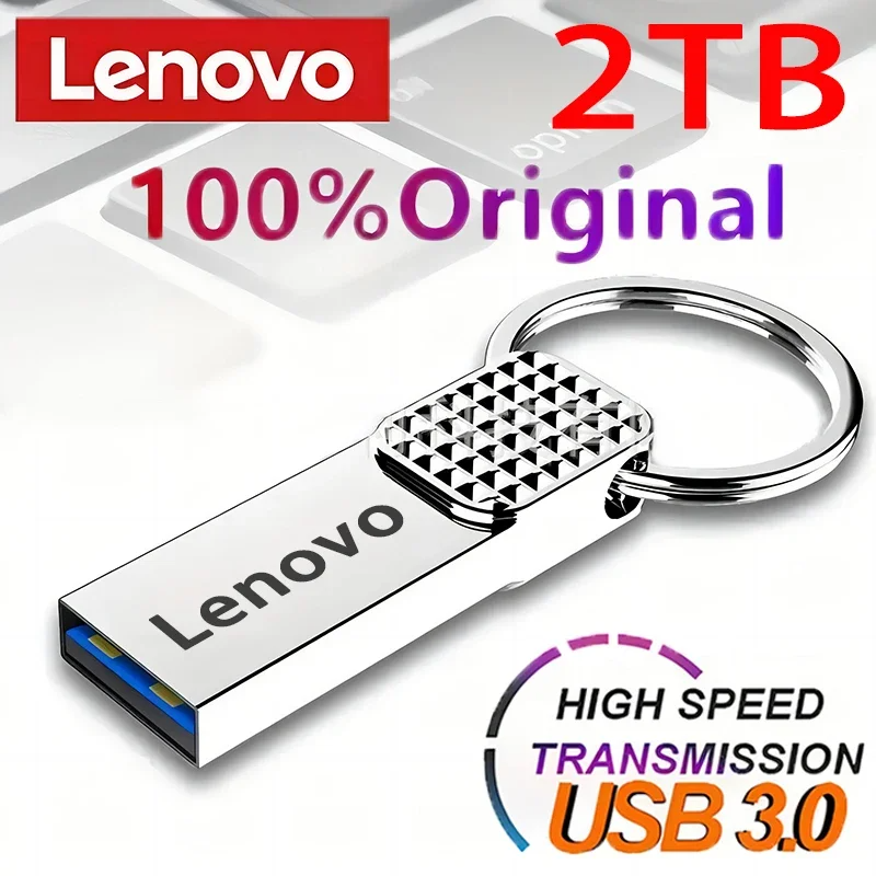 Lenovo - Mini clé USB 2TO en métal Haute Vitesse + Adaptateur Type-C OFFERT