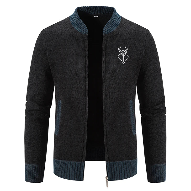 Stag - Gilet en tricot bicolore avec broderie Cerf - Homme