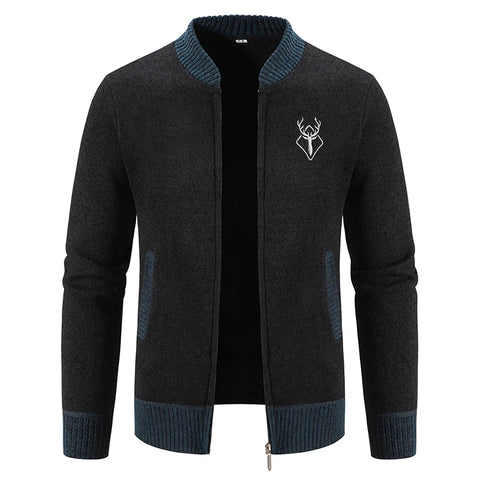 Stag - Gilet en tricot bicolore avec broderie Cerf - Homme