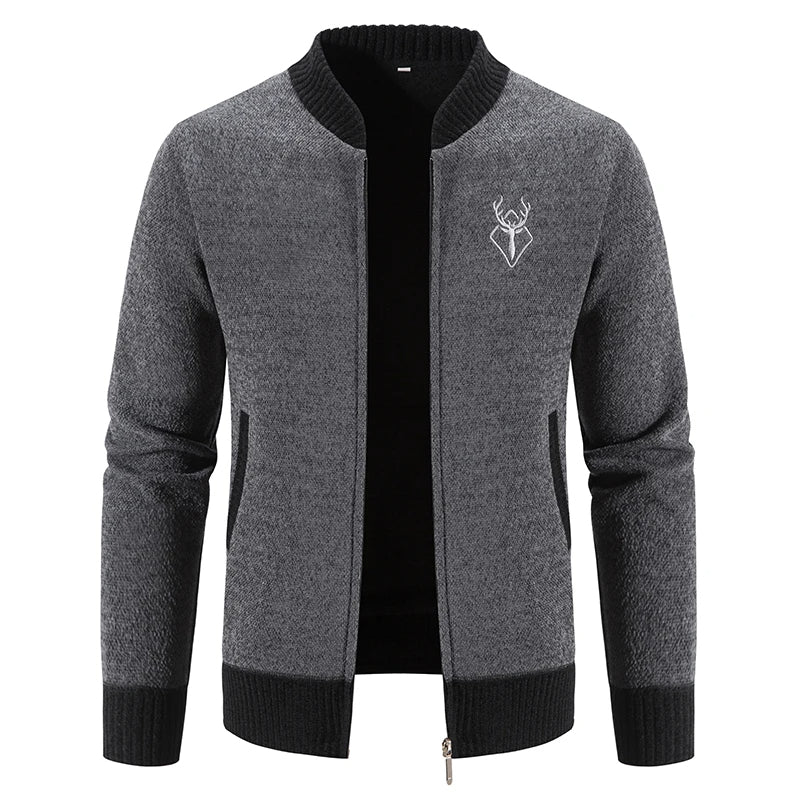 Stag - Gilet en tricot bicolore avec broderie Cerf - Homme