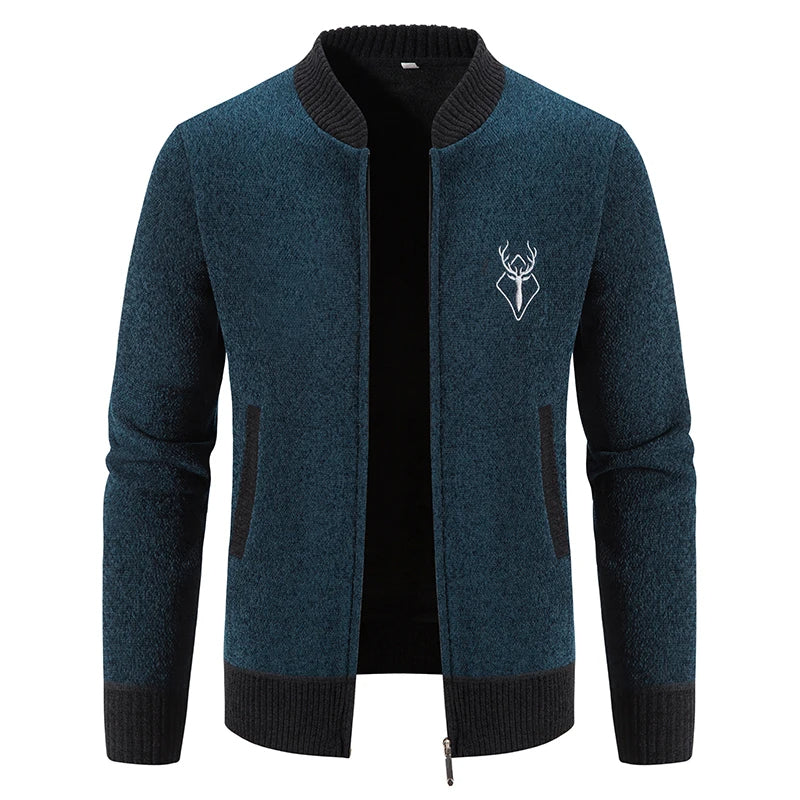 Stag - Gilet en tricot bicolore avec broderie Cerf - Homme