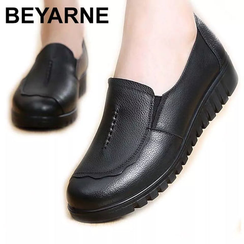 Mocassins bouts ronds souples et confortables pour femmes en cuir véritable