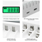 Chargeur de piles intelligent avec Ecran LCD indicateur de niveau - 4 Emplacements