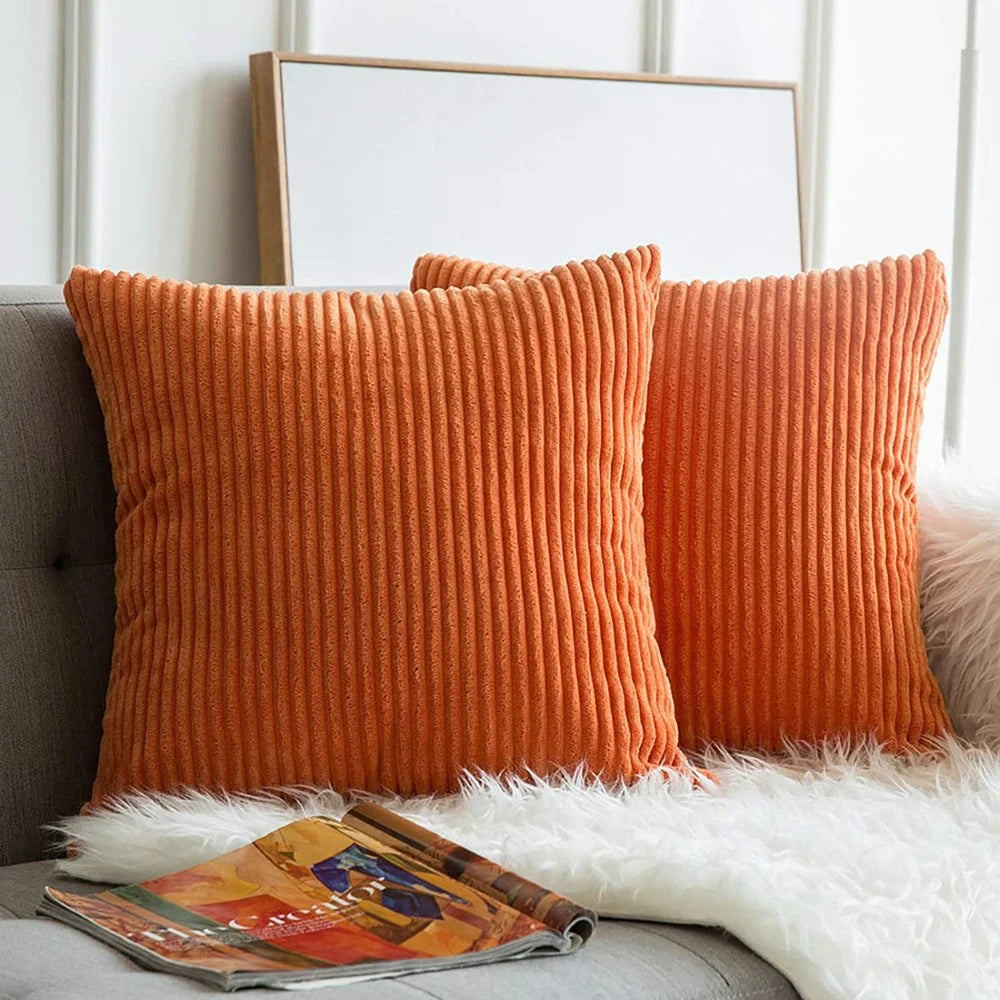 Housse de coussin en velours côtelé super doux