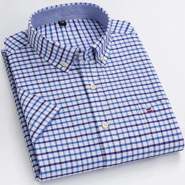 Chemise légère à carreaux pour homme - Manches courtes