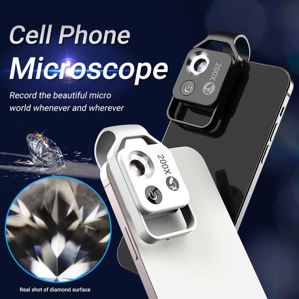 Objectif de microscope numérique 200X avec LED pour smartphone