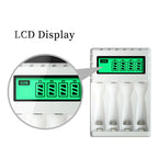Chargeur de piles intelligent avec Ecran LCD indicateur de niveau - 4 Emplacements