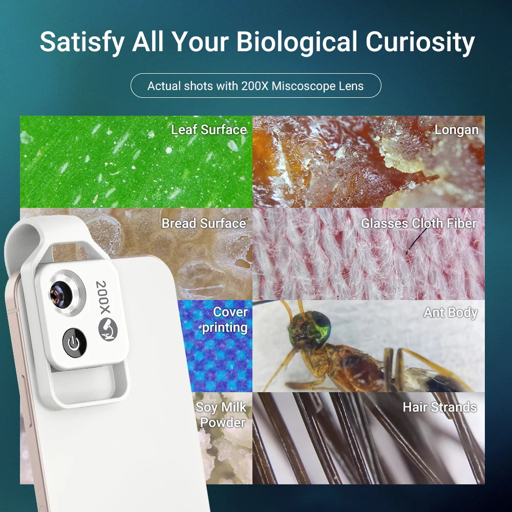 Objectif de microscope numérique 200X avec LED pour smartphone
