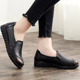 Mocassins bouts ronds souples et confortables pour femmes en cuir véritable