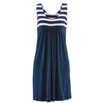Robe d'Été Marinière Sans Manches avec Poches