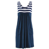 Robe d'Été Marinière Sans Manches avec Poches