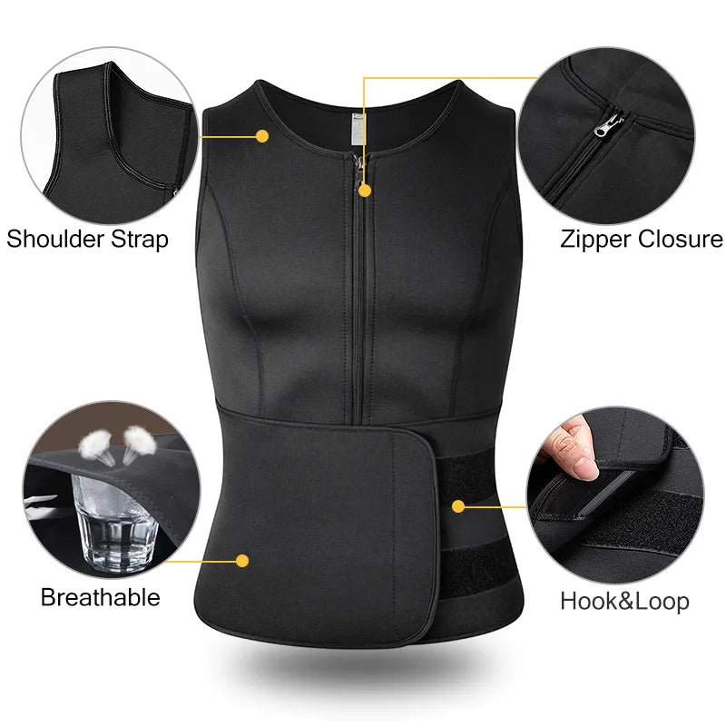 Gilet de Compression Amincissant Brûleur de Graisse pour Homme