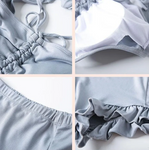 Maillot de Bain 3PC Shorty à Volant avec Top en Maille