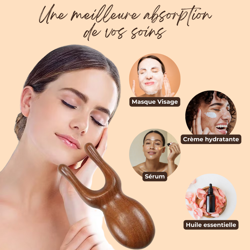 Peigne de Massage Visage & Cou Méridien en Bois de Santal