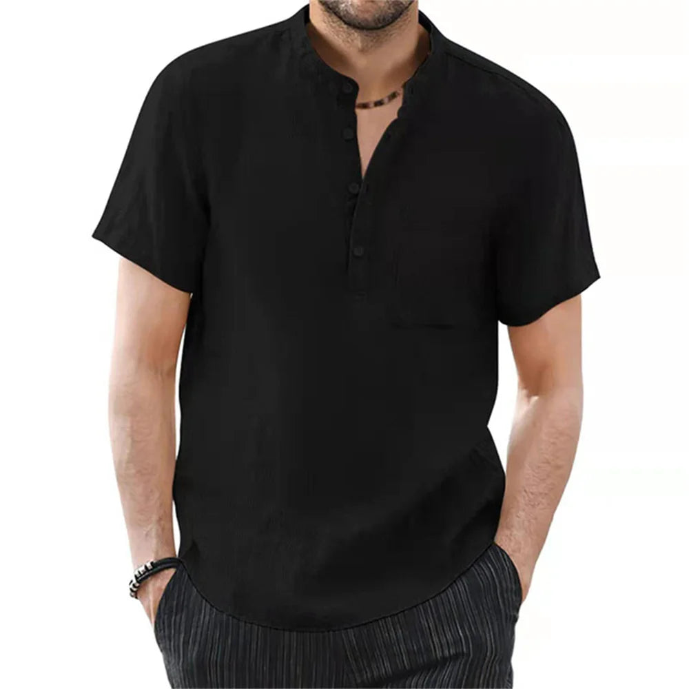 T-shirt décontracté Manches Courtes en Coton et Lin - été 2024