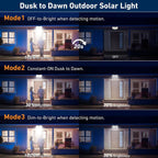 Lampes solaires d'extérieur avec détecteur de mouvement, projecteurs à distance, sécurité étanche IP65, 3 modes, 234LED