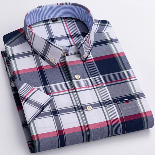 Chemise légère à carreaux pour homme - Manches courtes