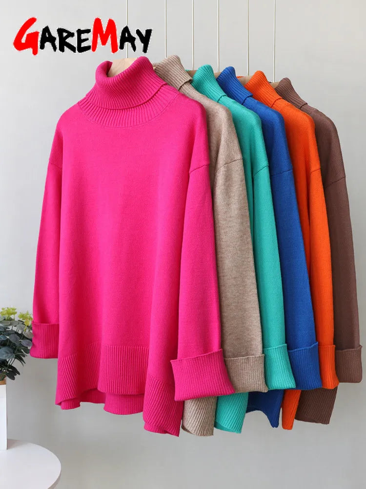 Pull surdimensionné à col roulé pour femme