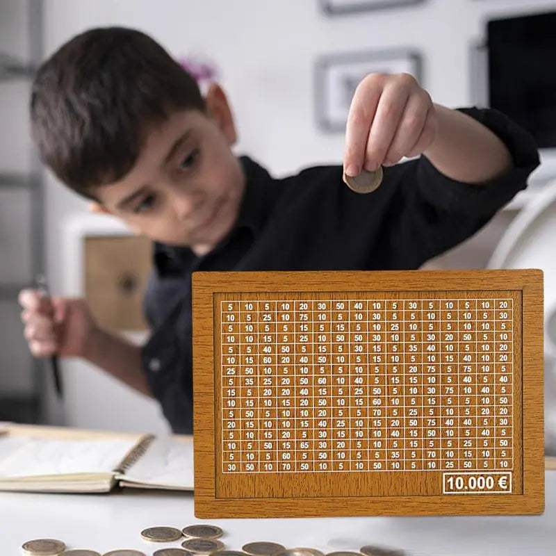 Tirelire en bois réutilisable pour atteindre vos objetcs d'économies