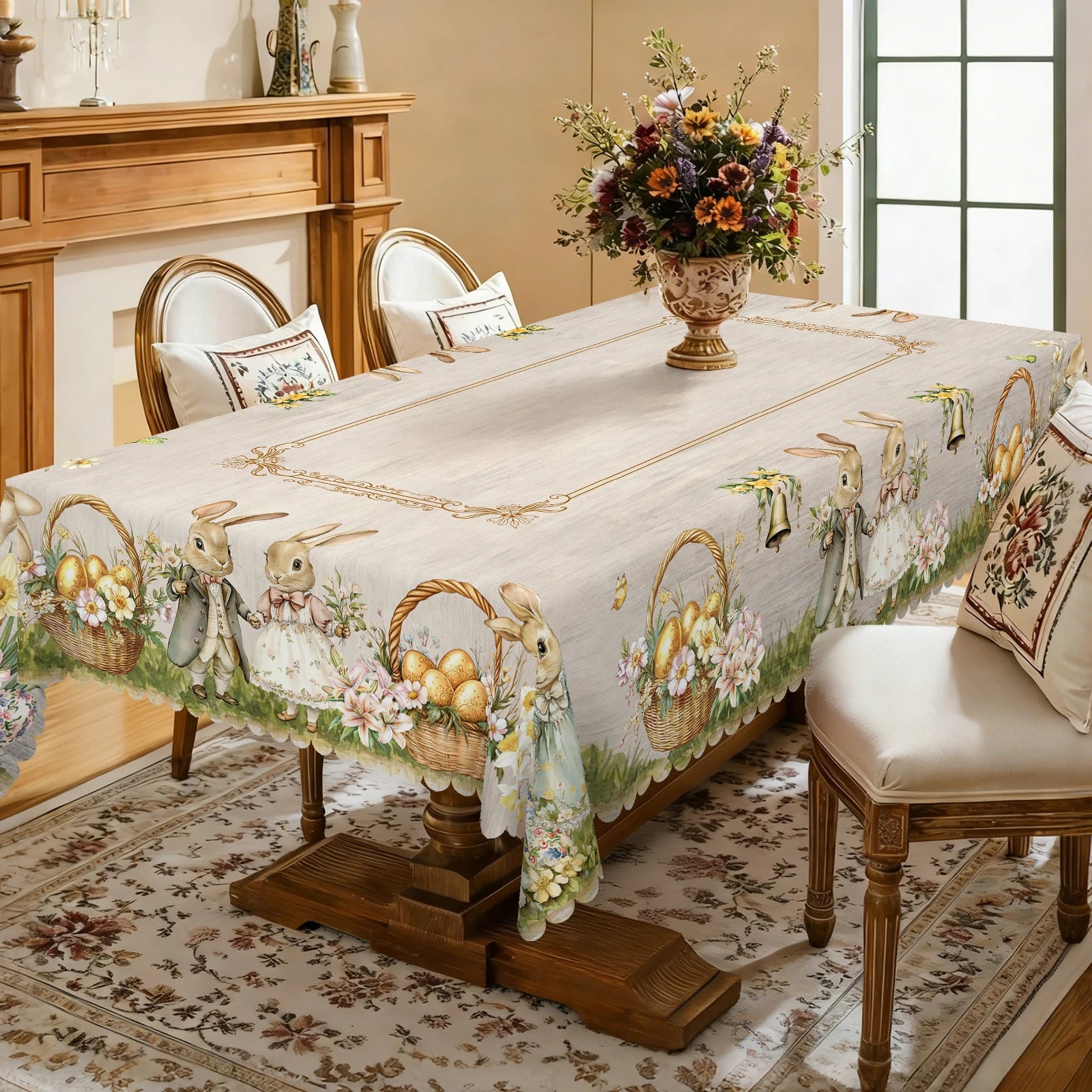 Nappe de Pâques à Motifs Vintage - Modèle Ronde & Rectangle
