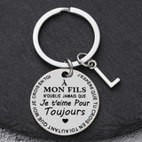 Porte-clé à offrir "Mon fils" ou "Ma fille" avec initiale