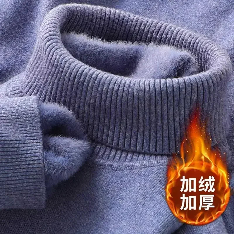Pull Col Cheminé en Maille avec Doublure Polaire Homme