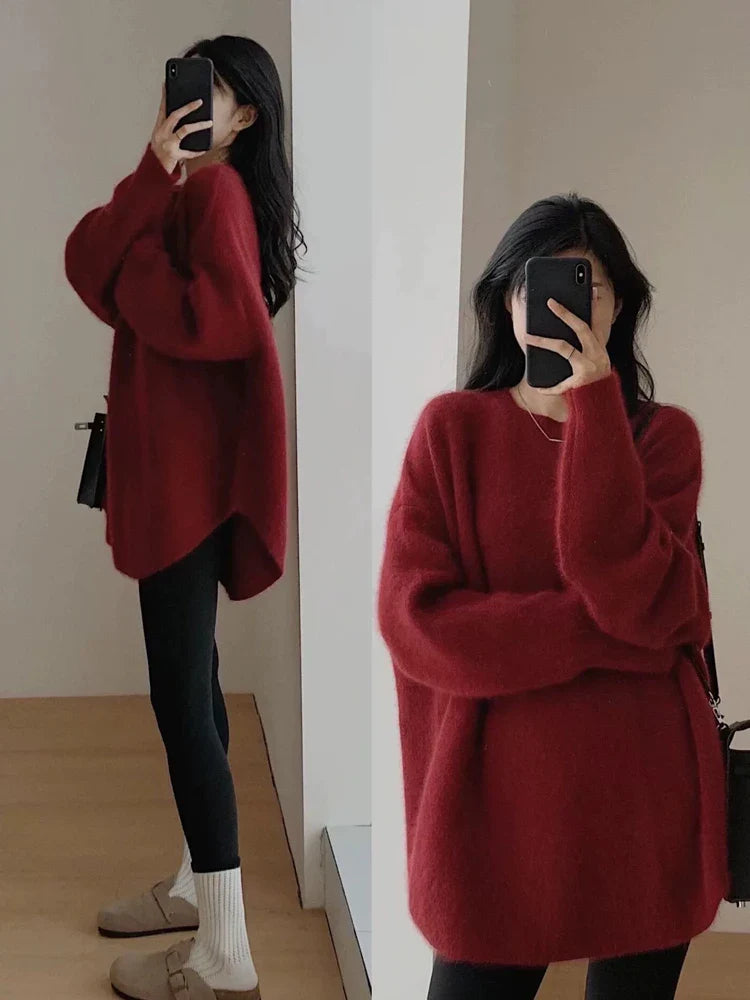Pull en tricot moelleux à manches longues Style Japonais