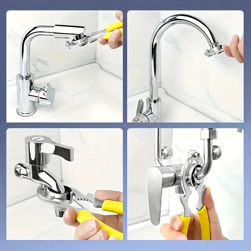 Clé Multifonction 3-en-1 pour Robinet – Retrait d’Aérateur & Filtre, Pince et Ouvre-Bouteille – Outil de Plomberie Pratique