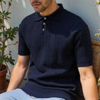 Polo homme en maille légère à manches courtes — col boutonné