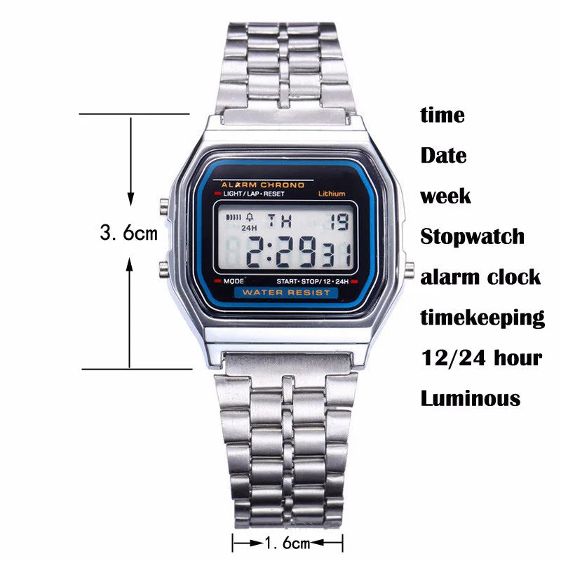 Montres numériques pour hommes et femmes style rétro