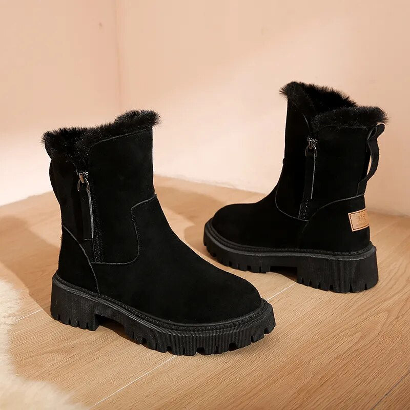 Bottines en Daim intérieur fourré à fermetue à Zip