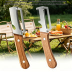 Lot de 3 Éplucheurs 4-en-1 en Acier Inox & Manche en Bois – Épluche, Coupe en Julienne, Tranche et Décapsule