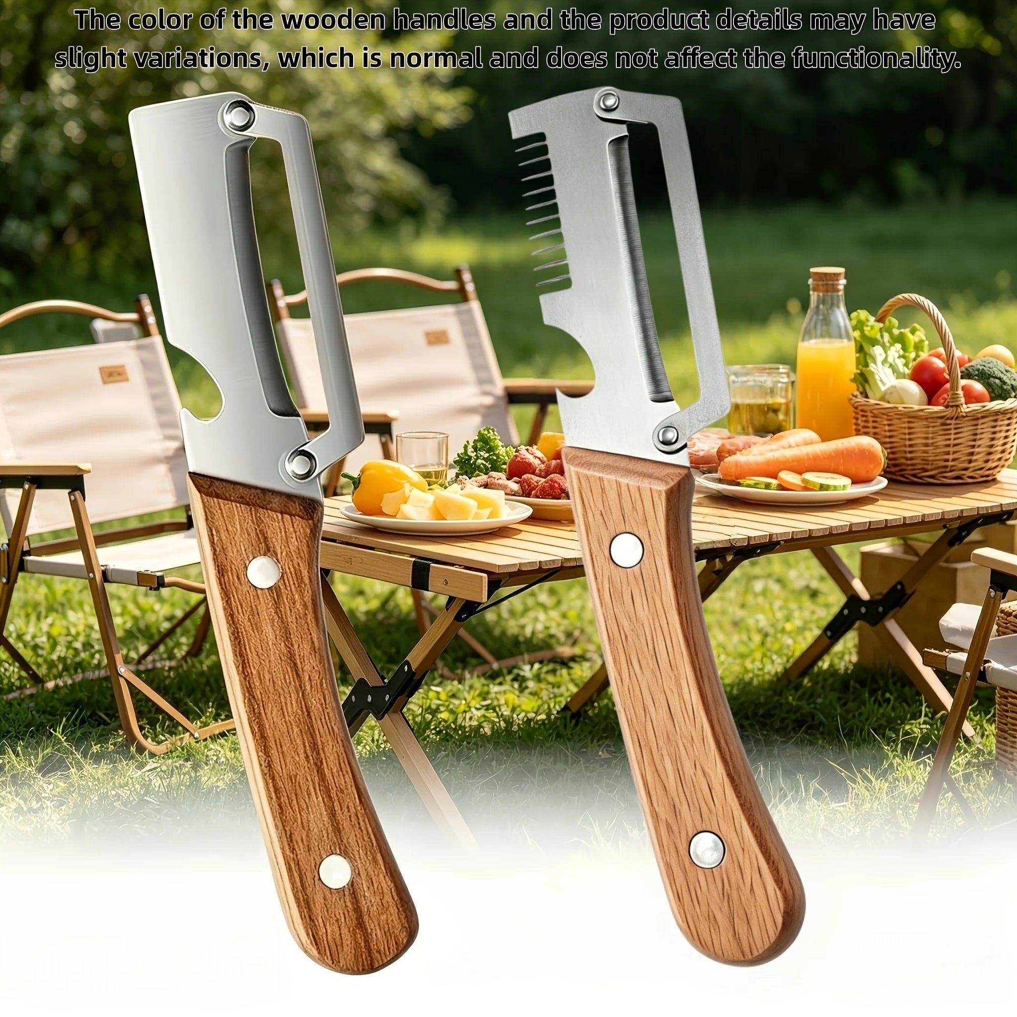 Lot de 3 Éplucheurs 4-en-1 en Acier Inox & Manche en Bois – Épluche, Coupe en Julienne, Tranche et Décapsule