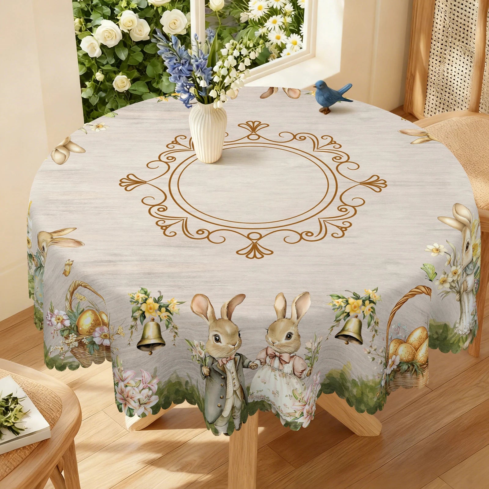 Nappe de Pâques à Motifs Vintage - Modèle Ronde & Rectangle