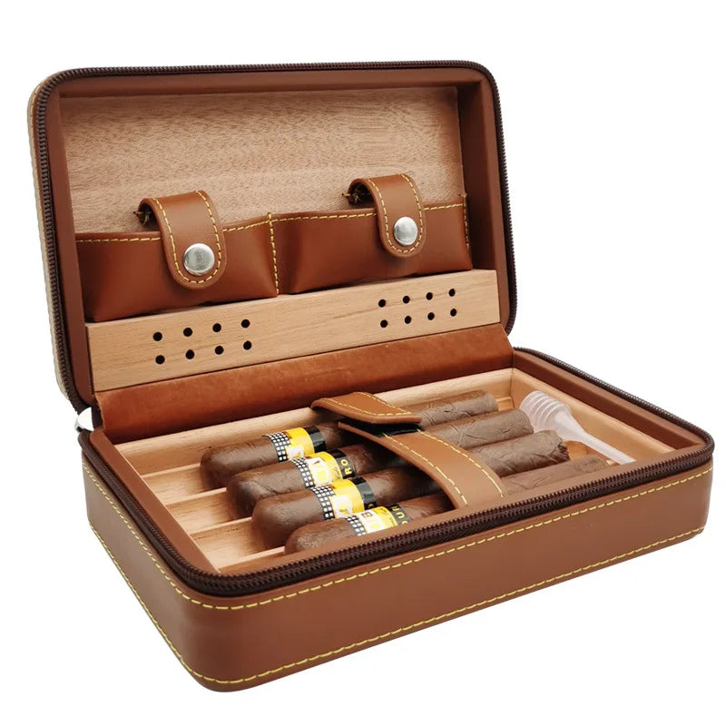 Boîte à Cigares de Rangement en Cuir - Idée Cadeau