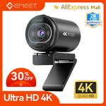 Webcam 4K 1080P 60FPS USB Clipsable - Duo Micros, Autofocus