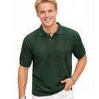 Men's short-sleeved polo shirt in lightweight knit — button-down collar