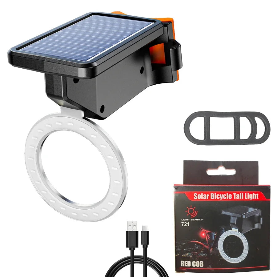 Feu Arrière Vélo LED Solaire Étanche 3 Modes