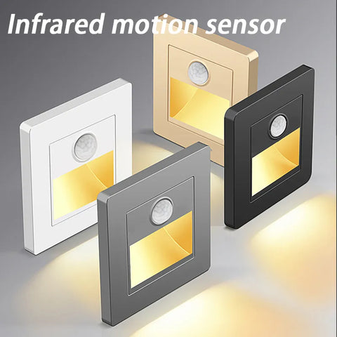 4x Appliques Murale LED avec Capteur de Mouvement Infrarouge Encastrables