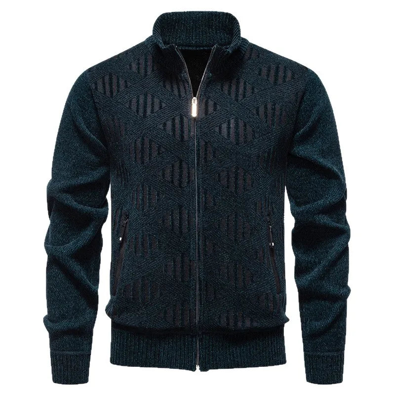 Gilet Col Cheminé Tricoté Motifs Géométrique