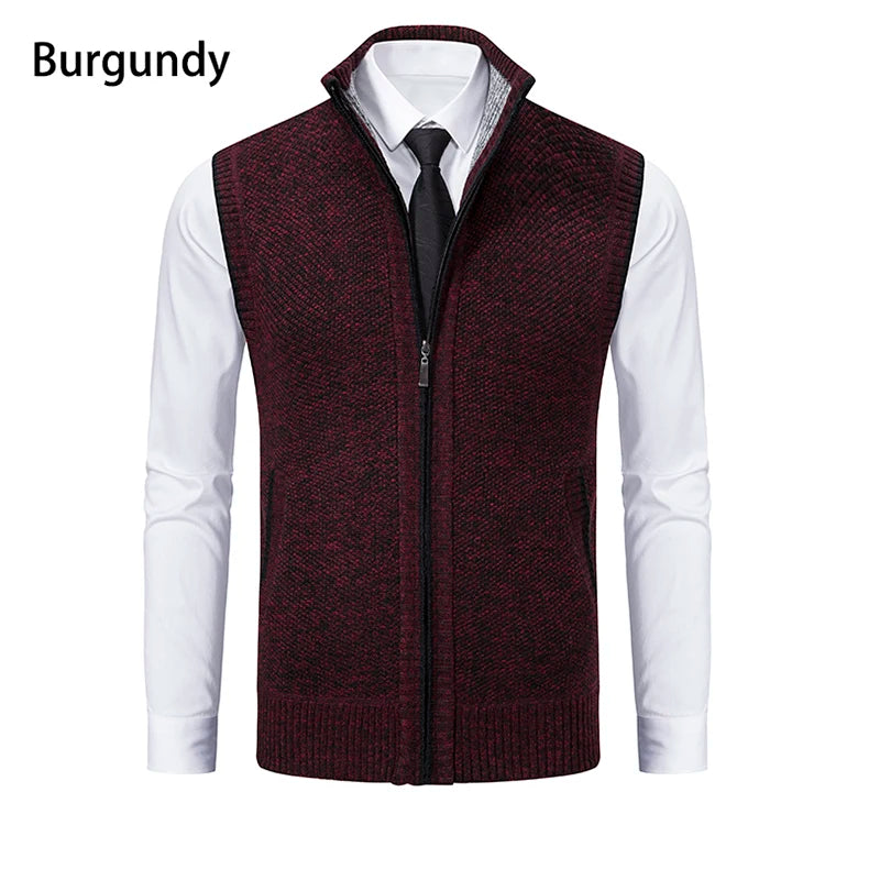 Gilet sans manches à maille col cheminé Homme