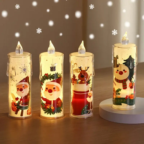 Lot de 4 Bougies LED de Noël - Lumière Chaude