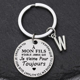 Porte-clé à offrir "Mon fils" ou "Ma fille" avec initiale