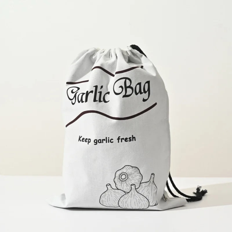 Sac de Conservation pour Légumes Réutilisable – Pour Pommes de Terre, Oignons & Ail – En Toile avec Cordon & Fermeture Éclair