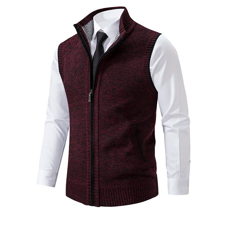 Gilet sans manches à maille col cheminé Homme