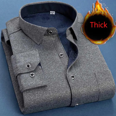 Chemise d'affaires à manches longues - Epaisse avec intérieur Polaire chaude