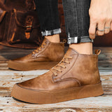 Baskets montantes en cuir véritable - Homme