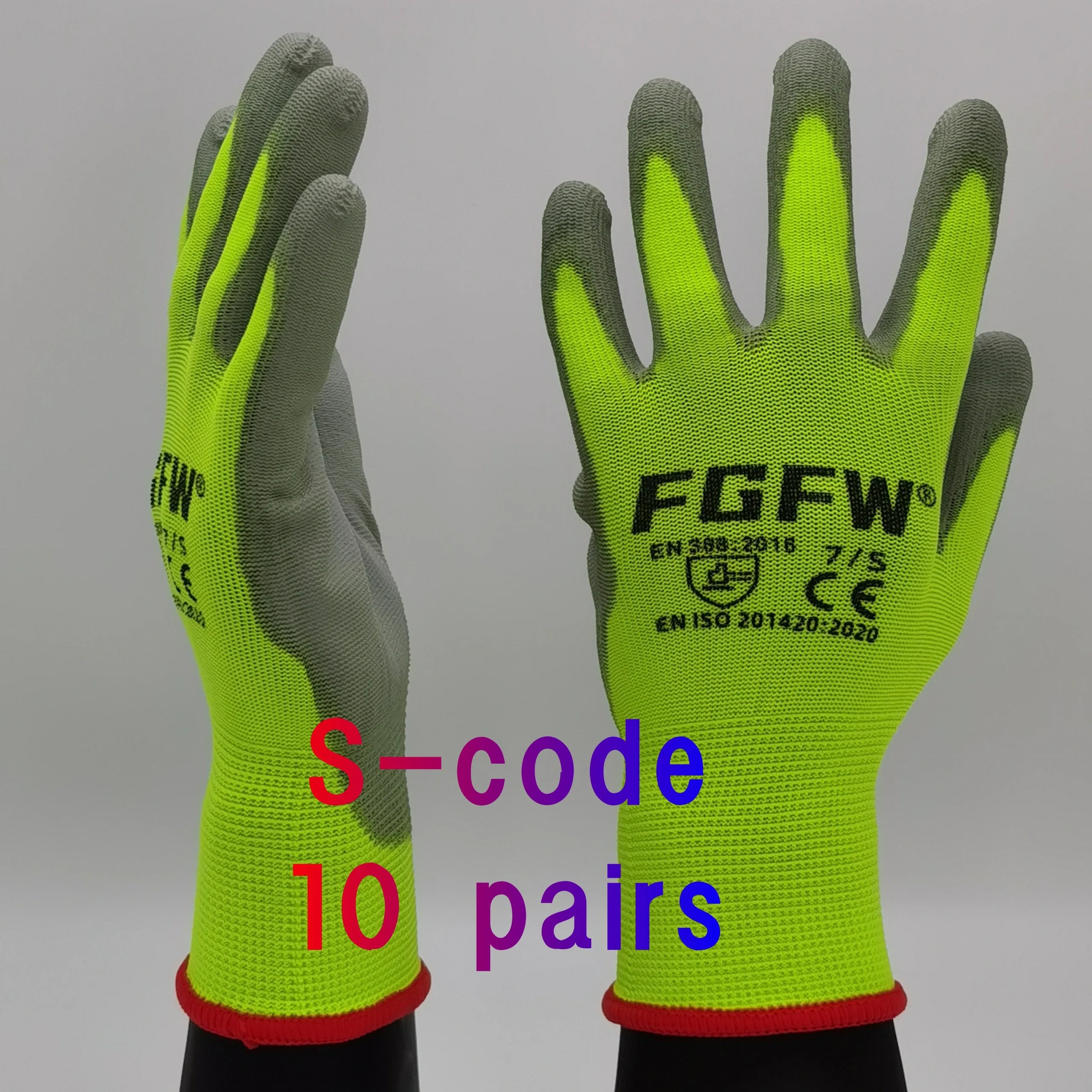 10 Paires de Gants de Travail de Sécurité Enduits en PU - Certifiés EN 388