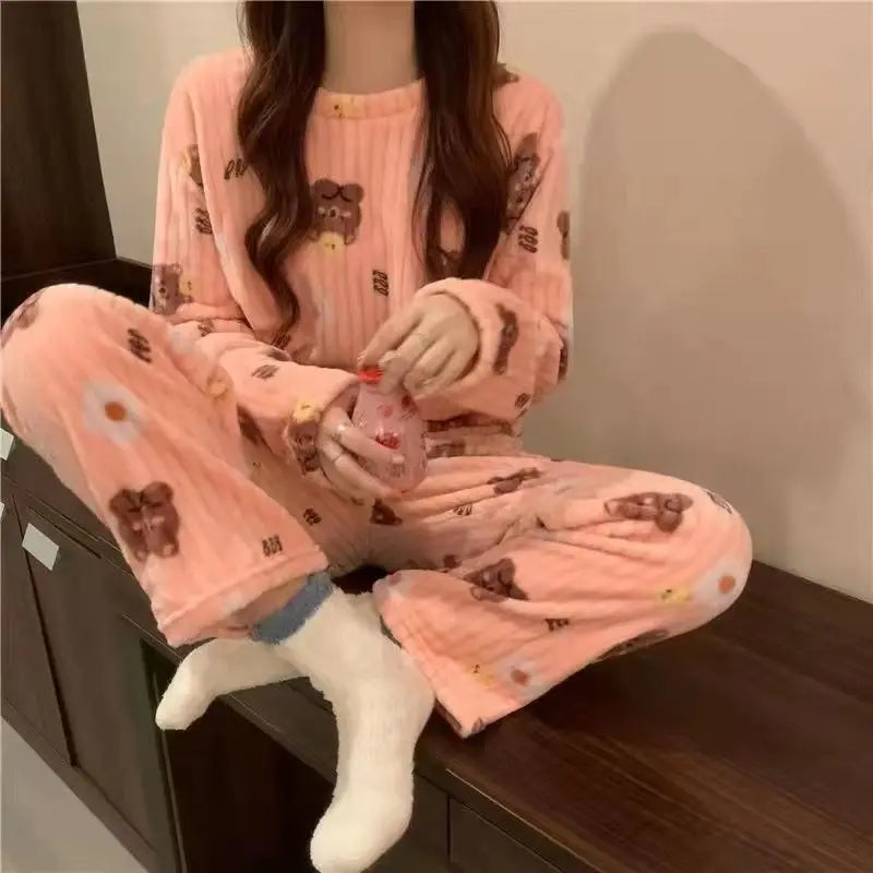 Pyjama en Flanelle Super Chaud à Motifs