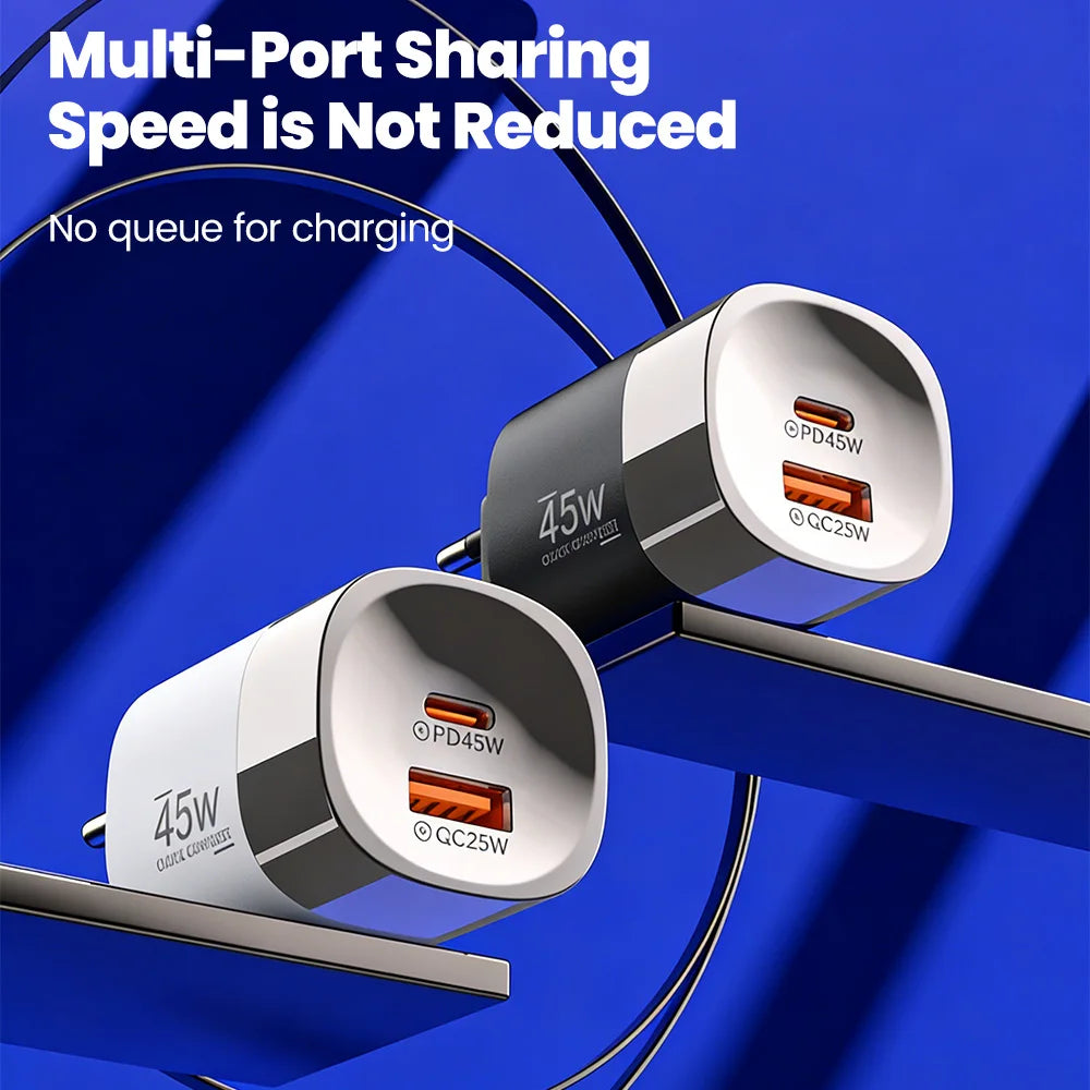 Chargeur 45W Rapide USB + Type-C